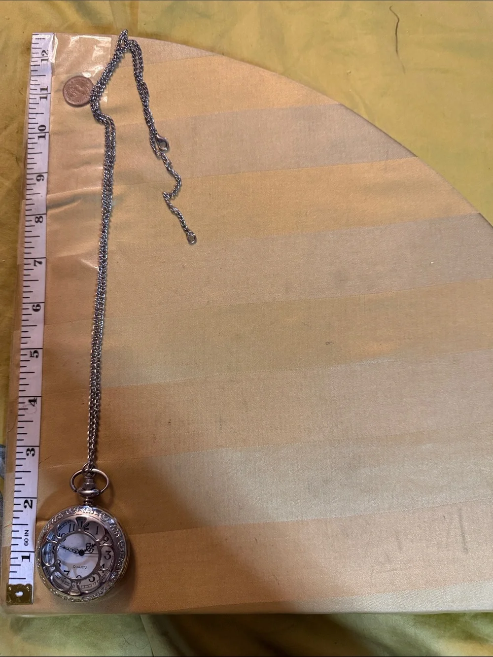 Silver Pocket Watch Pendant Necklace - Quartz new battery does work